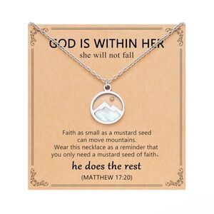 Silver Mustard Seed Faith Mountain Pendant Necklace
